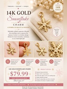 Gold Snowflake Charm Pendant - Women's Jewelry